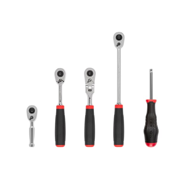 Tekton 1/4 Inch Drive Quick-Release Comfort Grip Ratchet and Spinner Handle Set (5-Piece) SDR99008 - main